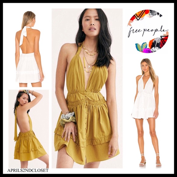 FREE PEOPLE BOHO HALTER MINI DRESS A2C - Picture 4 of 14